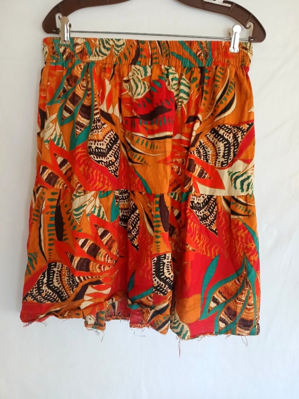 Mlle Gabrielle Elastic Waist Short Skirt L Tropical Boho Resort Made in India - Picture 6 of 7